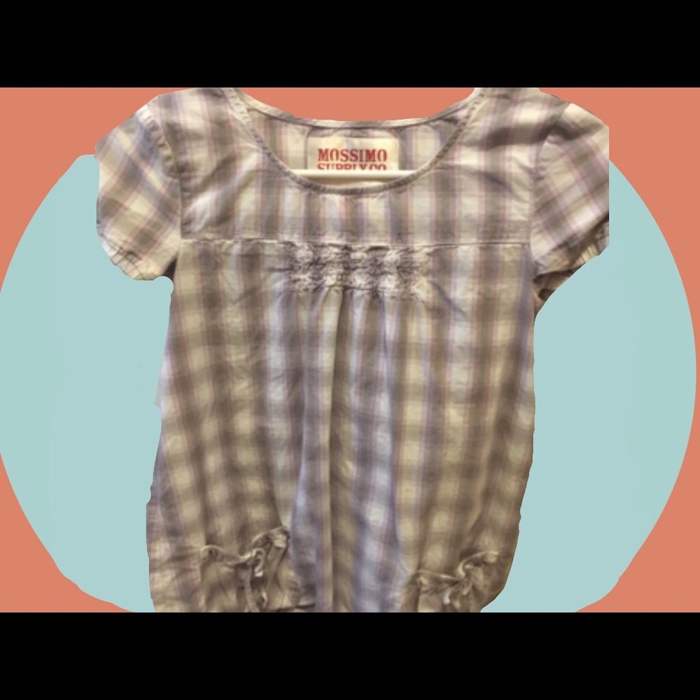 Purple white checkered blouse